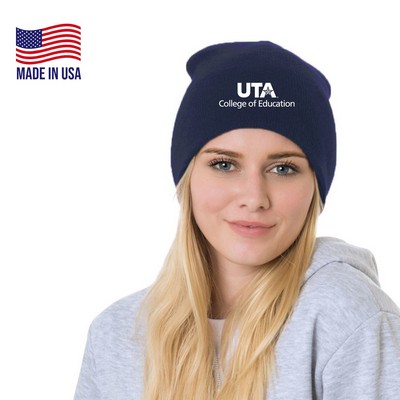 100% USA-Union Made 8" Headwear Acrylic Knit Beanie